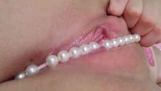 Rubbing Beads on my Clit until Orgasm 