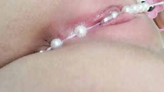 Rubbing Beads on my Clit until Orgasm 