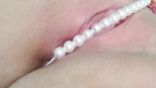 Rubbing Beads on my Clit until Orgasm 
