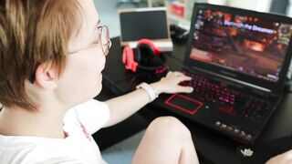 Nerdy Girl Wins PVP and gets horny!